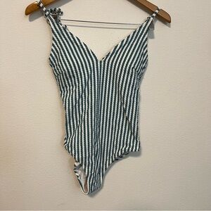 Jessica Simpson Green and White One Piece Bathing Swim Suit Sz Med NWOT